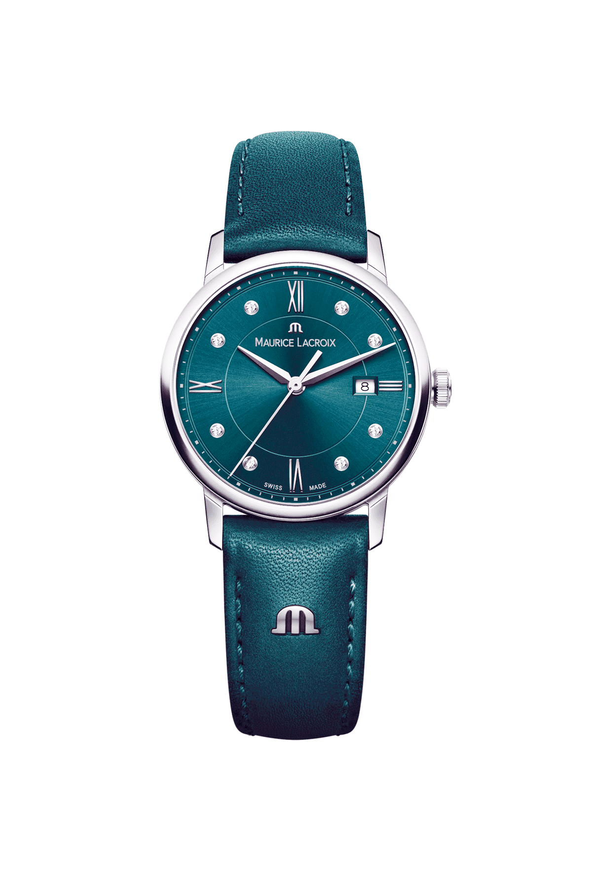 Maurice Lacroix Eliros Date 30MM Damenuhr Petrolgrün mit 8 Diamanten Damenuhr Maurice Lacroix