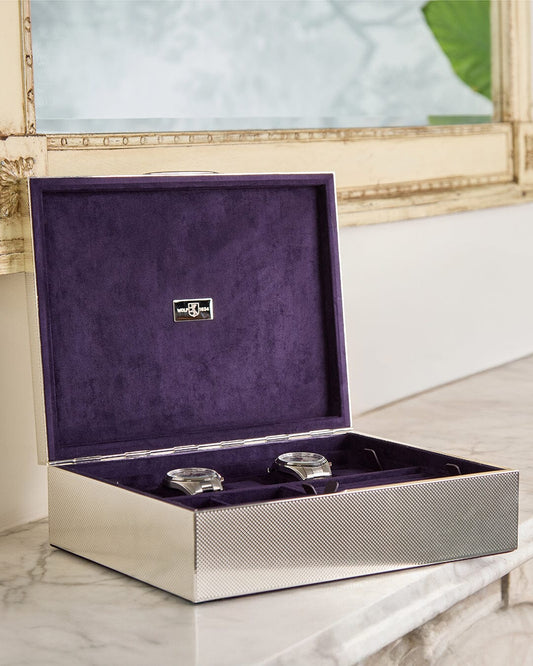 SILVER Large Watch, Jewellery and Legacy Box Uhrenbox WOLF1834