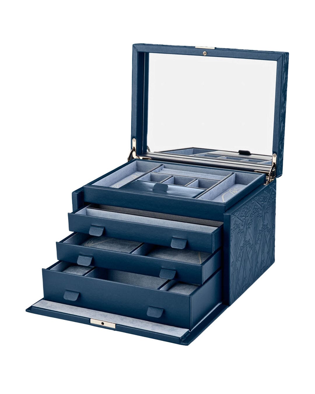 WOLF X LIBERTY All Over Ianthe Große Schmuckbox – Navy WISALUX