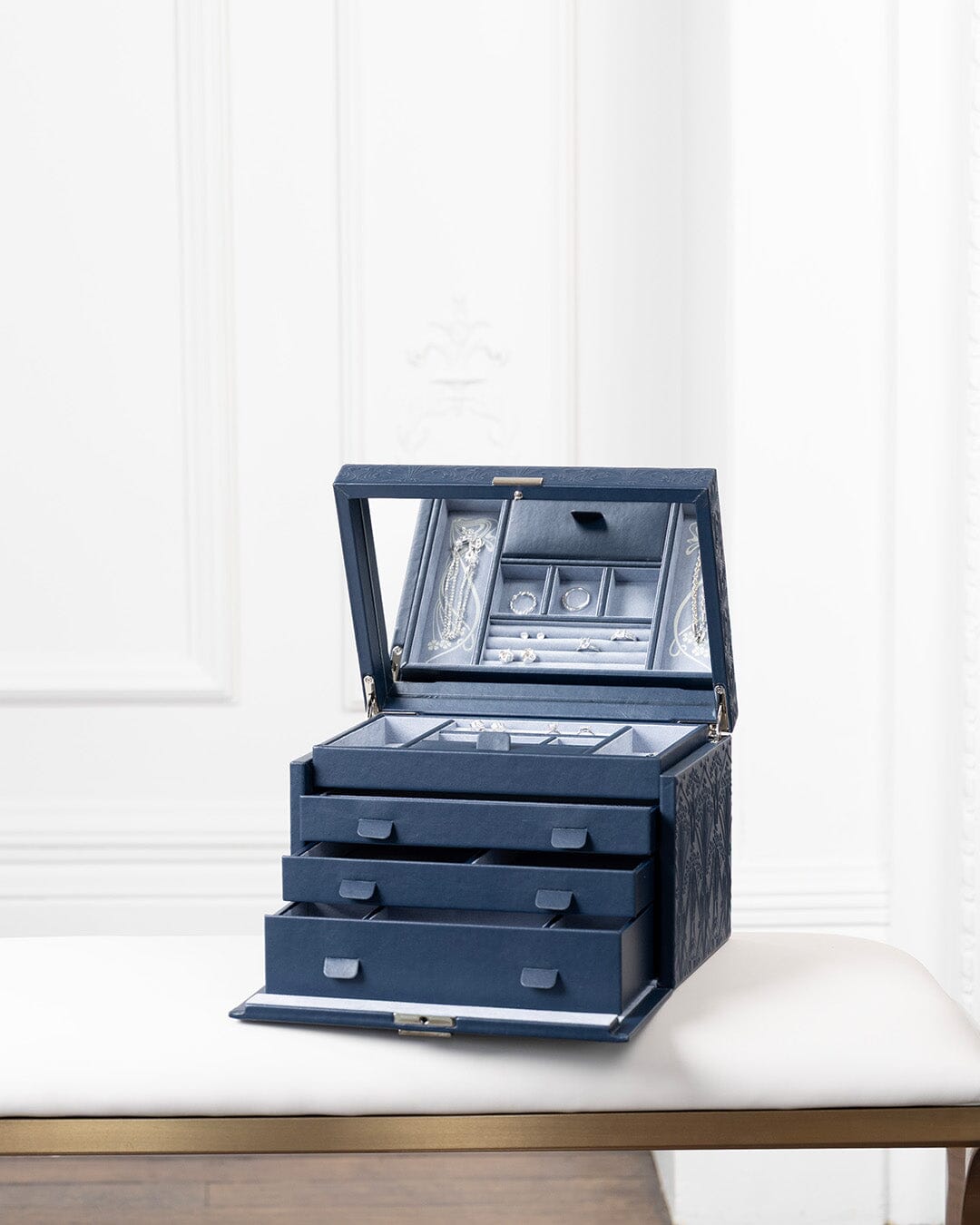 WOLF X LIBERTY All Over Ianthe Große Schmuckbox – Navy WOLF1834