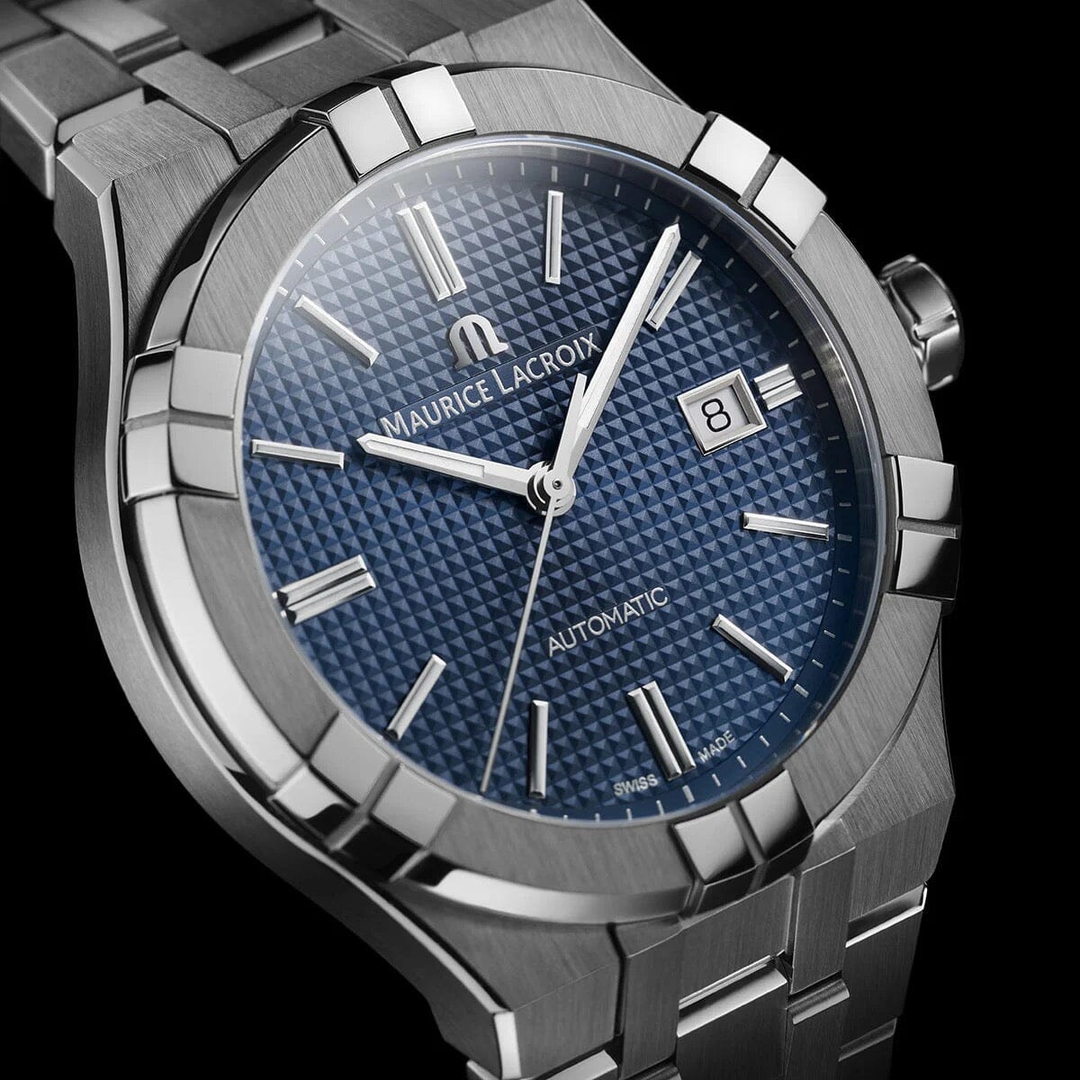 AIKON AUTOMATIC DATE 42MM Edelstahlarmband + Kautschukband Armbanduhr Maurice Lacroix