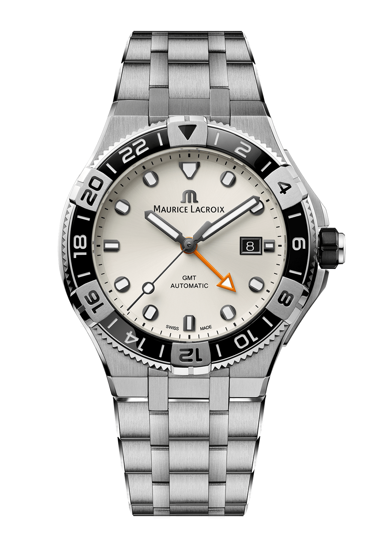 AIKON VENTURER GMT 43MM Automatik Herrenuhr – Weißes Zifferblatt Armbanduhr Maurice Lacroix
