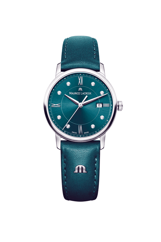 Maurice Lacroix Eliros Date 30MM Damenuhr Petrolgrün mit 8 Diamanten Damenuhr Maurice Lacroix