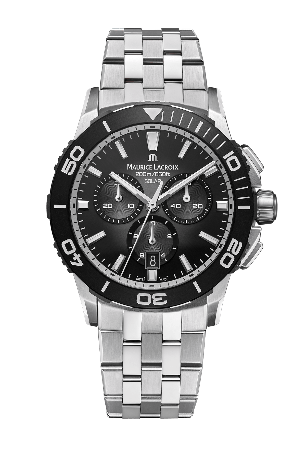 Maurice Lacroix Pontos S Solar Chronograph – Schwarzes Zifferblatt – Edelstahlarmband Herrenuhr Maurice Lacroix