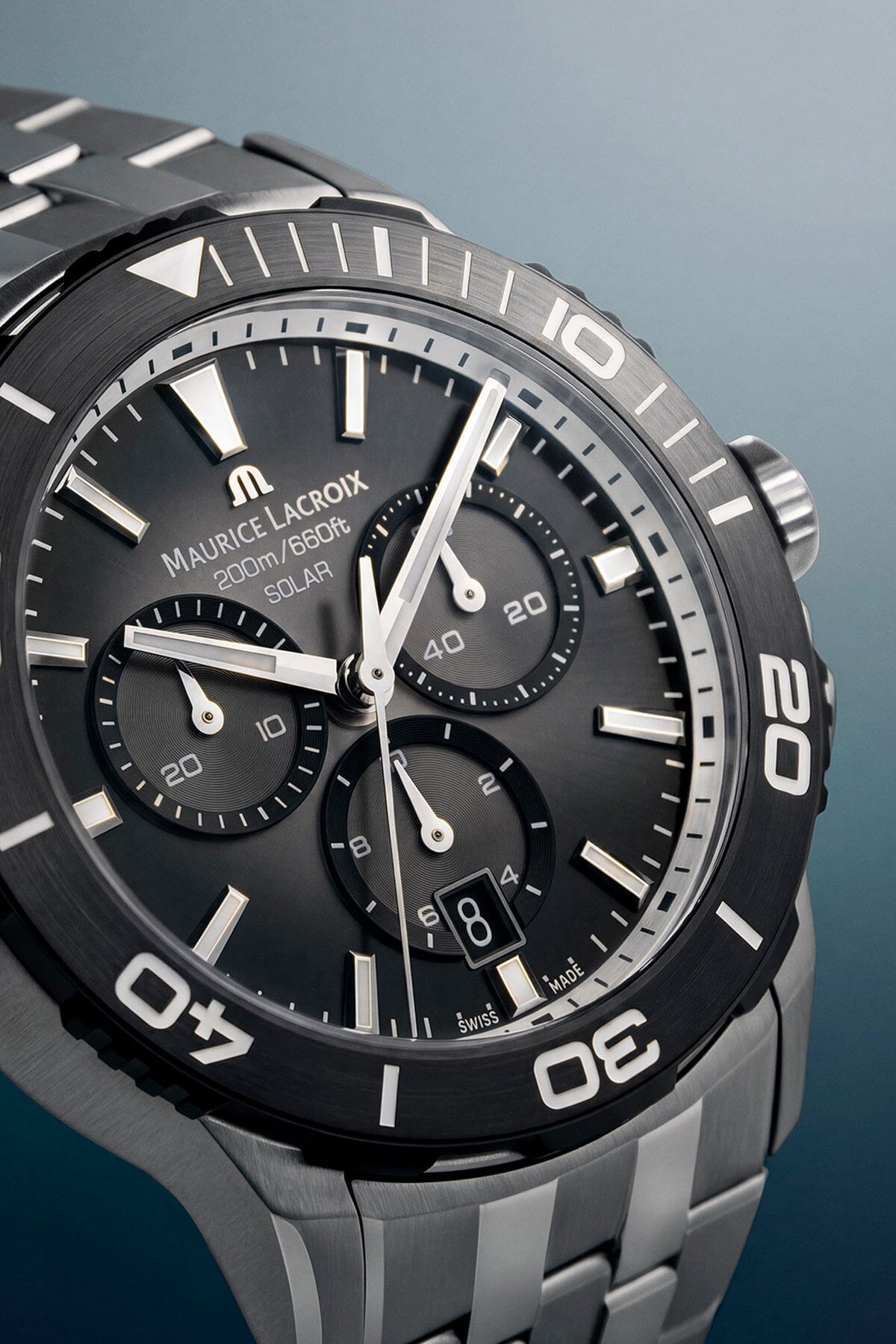 Maurice Lacroix Pontos S Solar Chronograph – Schwarzes Zifferblatt – Edelstahlarmband Herrenuhr Maurice Lacroix