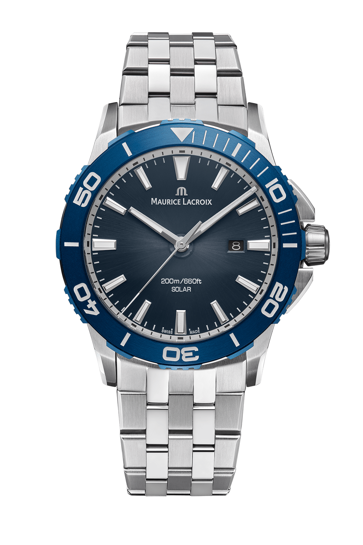 Maurice Lacroix Pontos S Solar Date – Blaues Zifferblatt – Edelstahlarmband Herrenuhr Maurice Lacroix