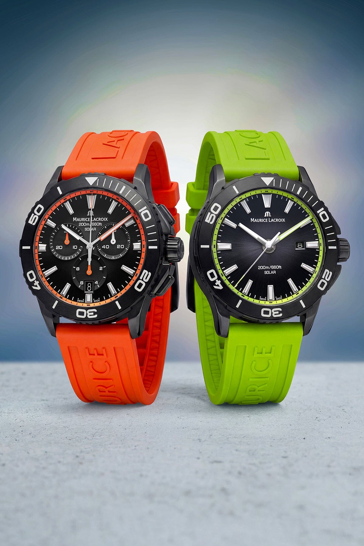 Maurice Lacroix Pontos S Solar Date – Grünes Fluoreszenz‑Kautschukarmband Herrenuhr Maurice Lacroix