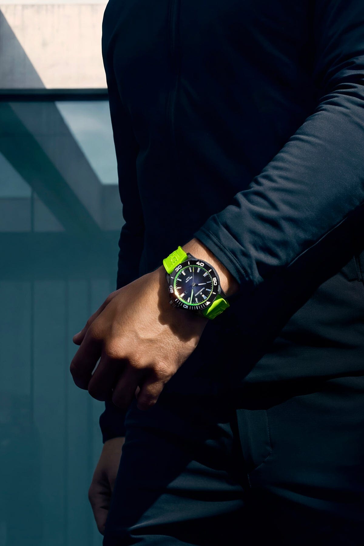 Maurice Lacroix Pontos S Solar Date – Grünes Fluoreszenz‑Kautschukarmband Herrenuhr Maurice Lacroix