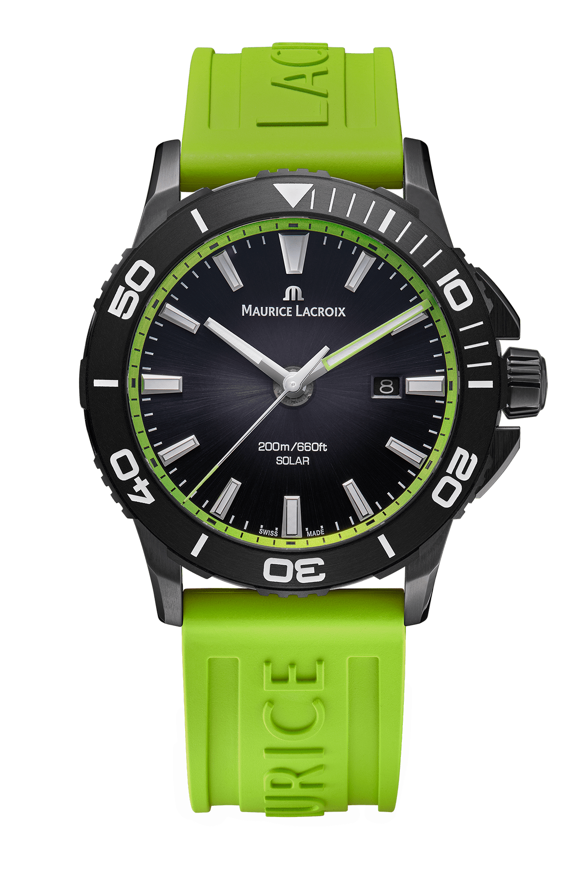 Maurice Lacroix Pontos S Solar Date – Grünes Fluoreszenz‑Kautschukarmband Herrenuhr Maurice Lacroix