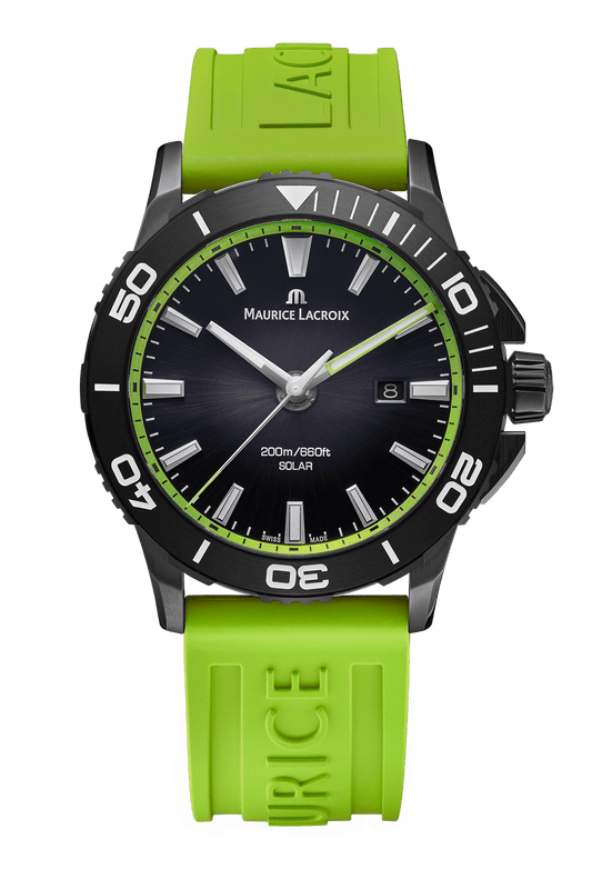 Maurice Lacroix Pontos S Solar Date – Grünes Fluoreszenz‑Kautschukarmband Herrenuhr Maurice Lacroix