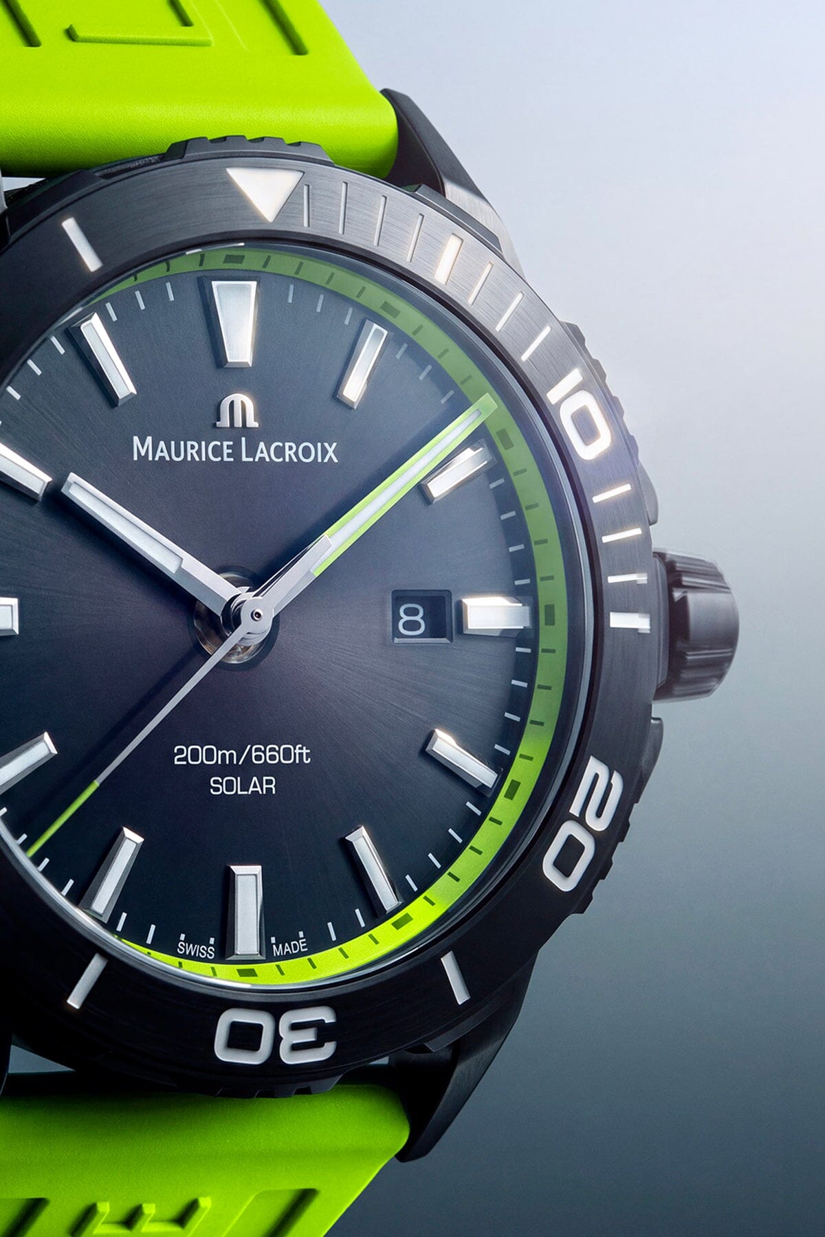 Maurice Lacroix Pontos S Solar Date – Grünes Fluoreszenz‑Kautschukarmband Herrenuhr Maurice Lacroix