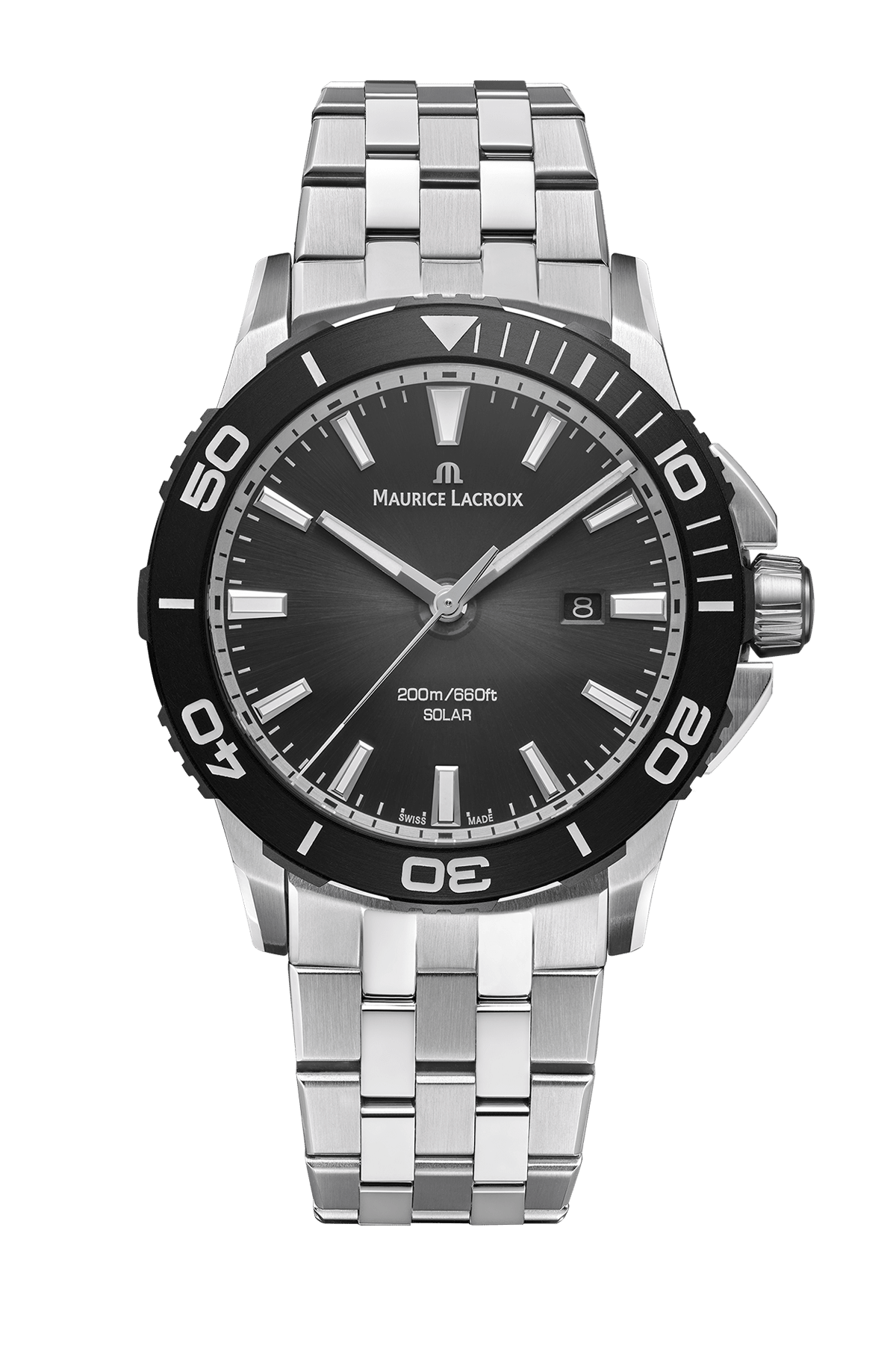 Maurice Lacroix Pontos S Solar Date – Schwarzes Zifferblatt – Edelstahlarmband Herrenuhr Maurice Lacroix