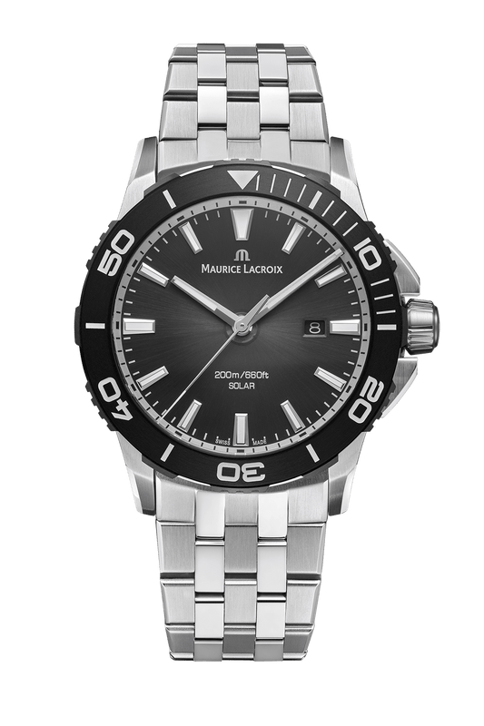 Maurice Lacroix Pontos S Solar Date – Schwarzes Zifferblatt – Edelstahlarmband Herrenuhr Maurice Lacroix