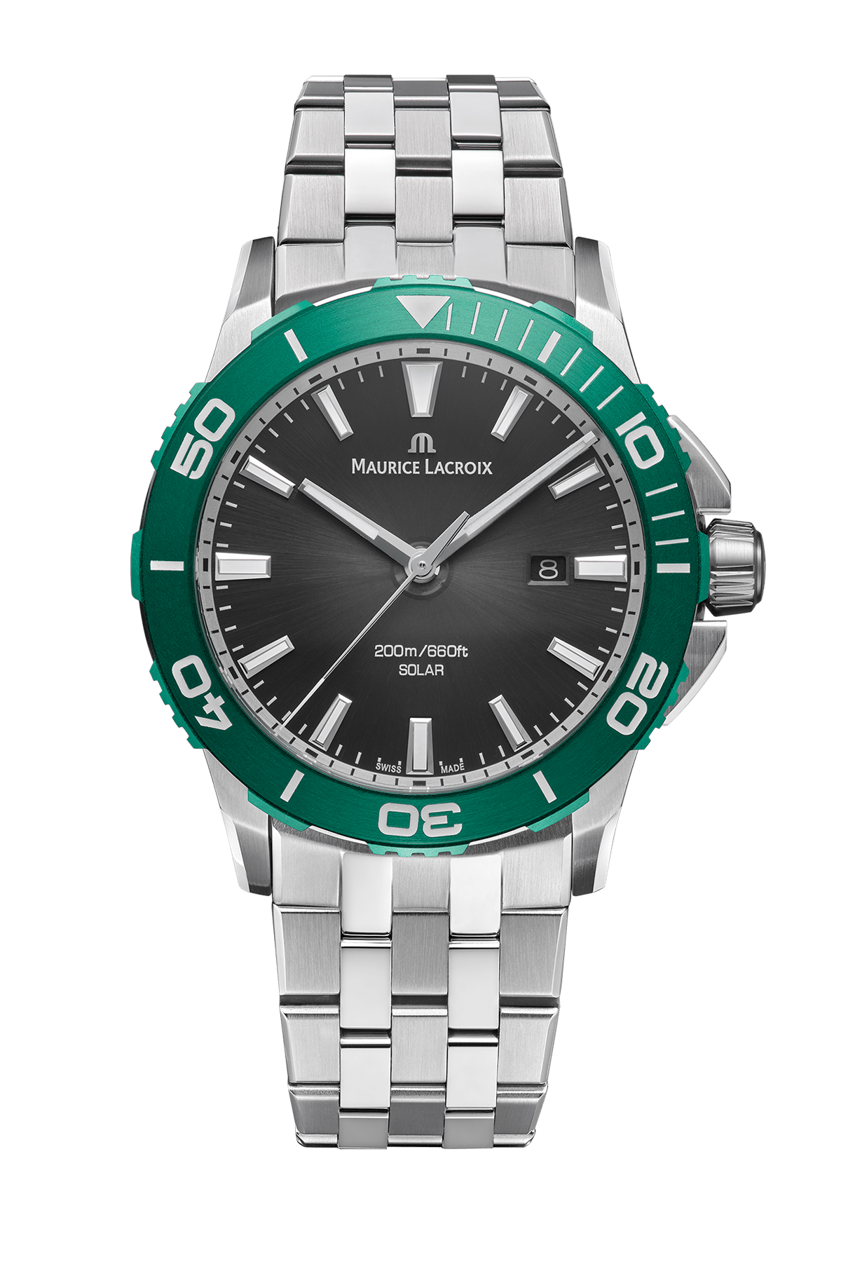 Maurice Lacroix Pontos S Solar Date – transluzides Zifferblatt – Edelstahlarmband Herrenuhr Maurice Lacroix
