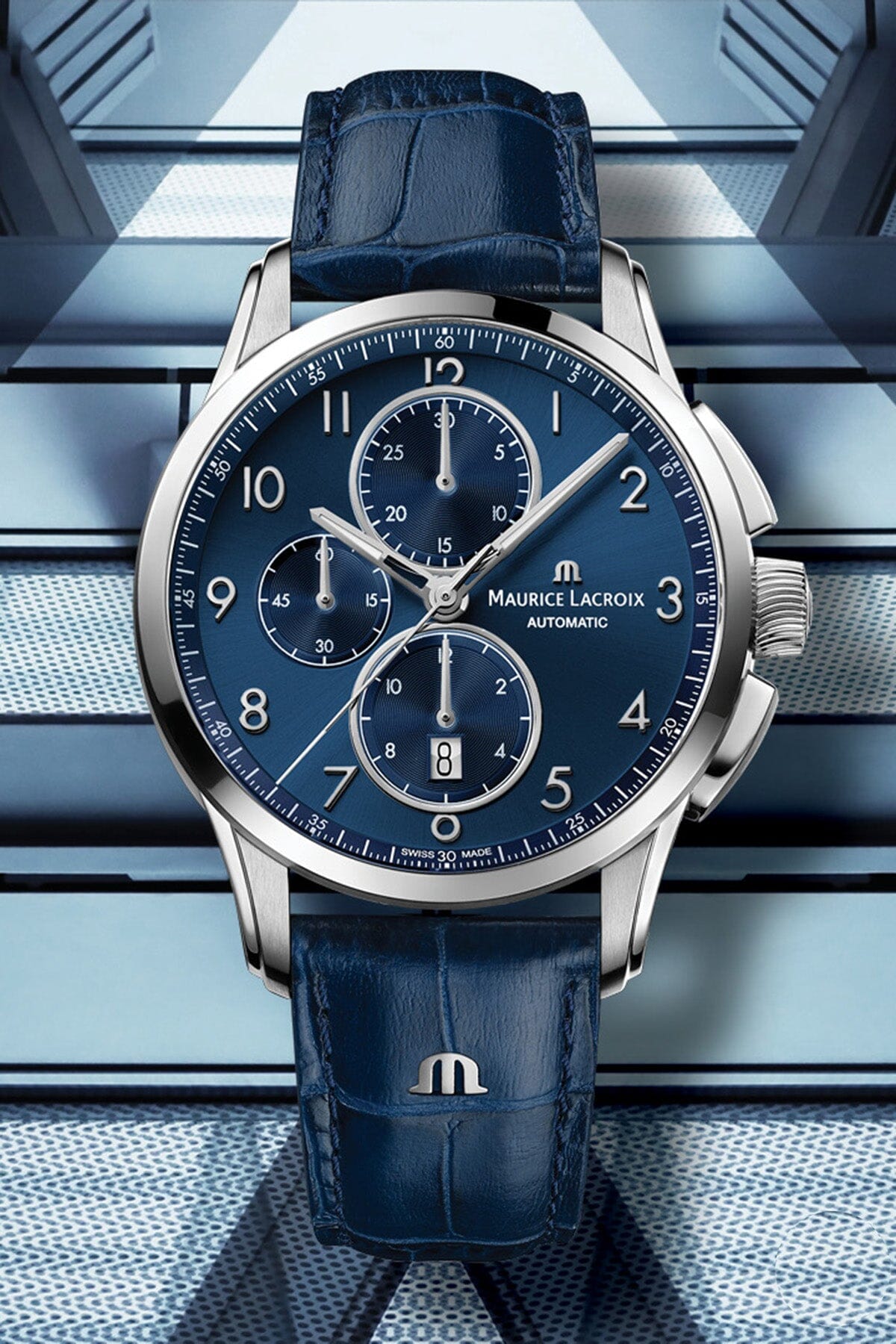 PONTOS CHRONOGRAPH 43MM – Blaues Lederarmband Armbanduhr Maurice Lacroix