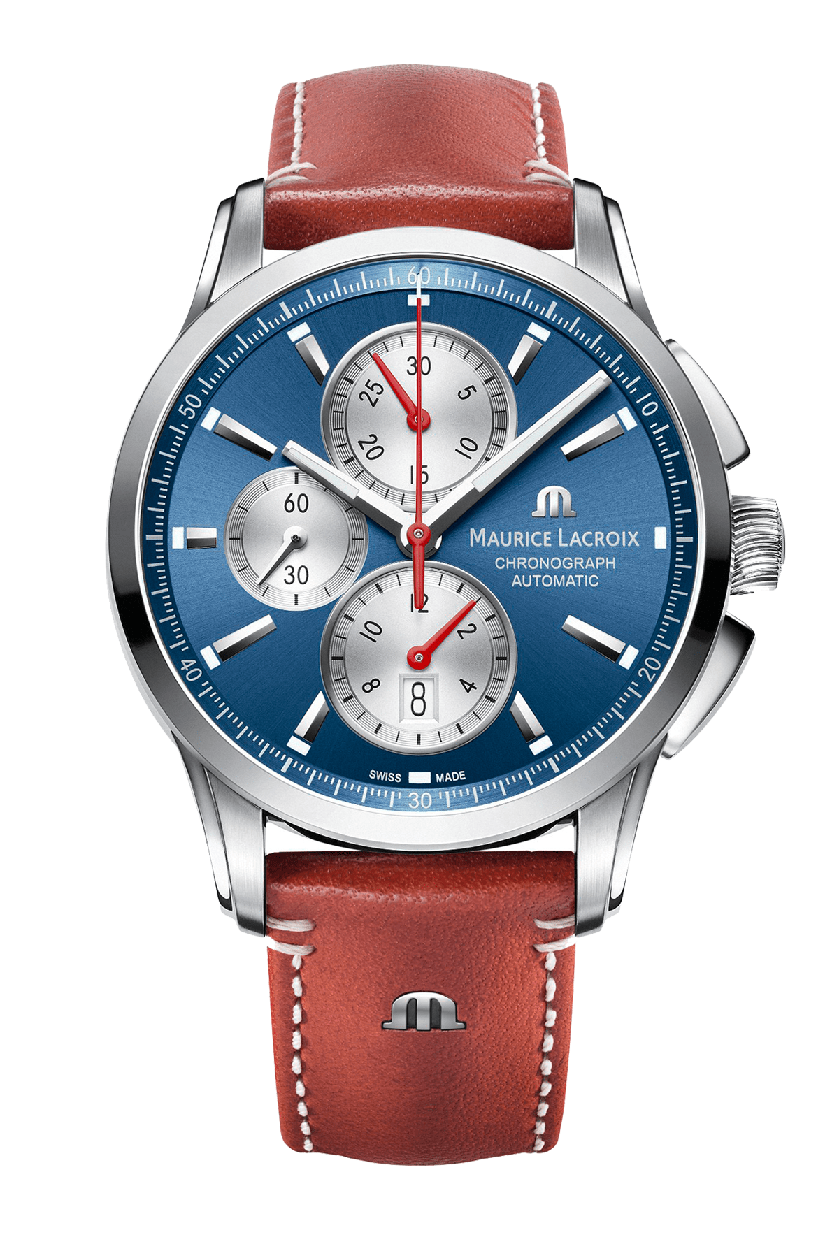 Pontos Chronograph Automatik 43MM – Blau / Braunes Leder Herrenuhr Maurice Lacroix